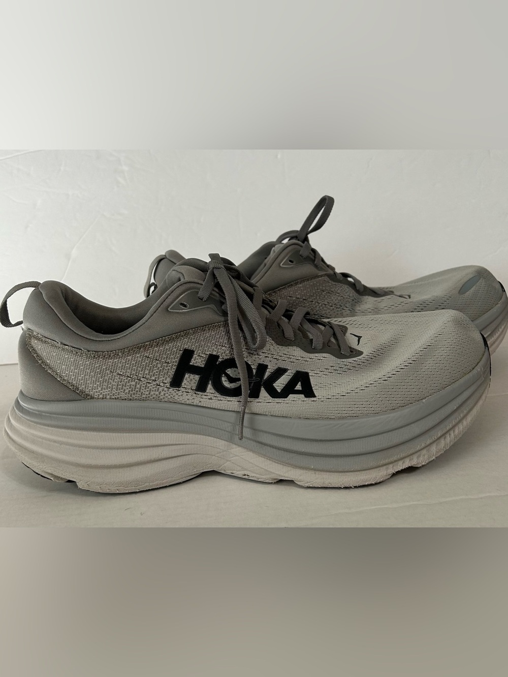 HOKA Bondi 8 Men’s 12 4E X-Wide Shark Grey Mist Grey Running Shoes 1127955